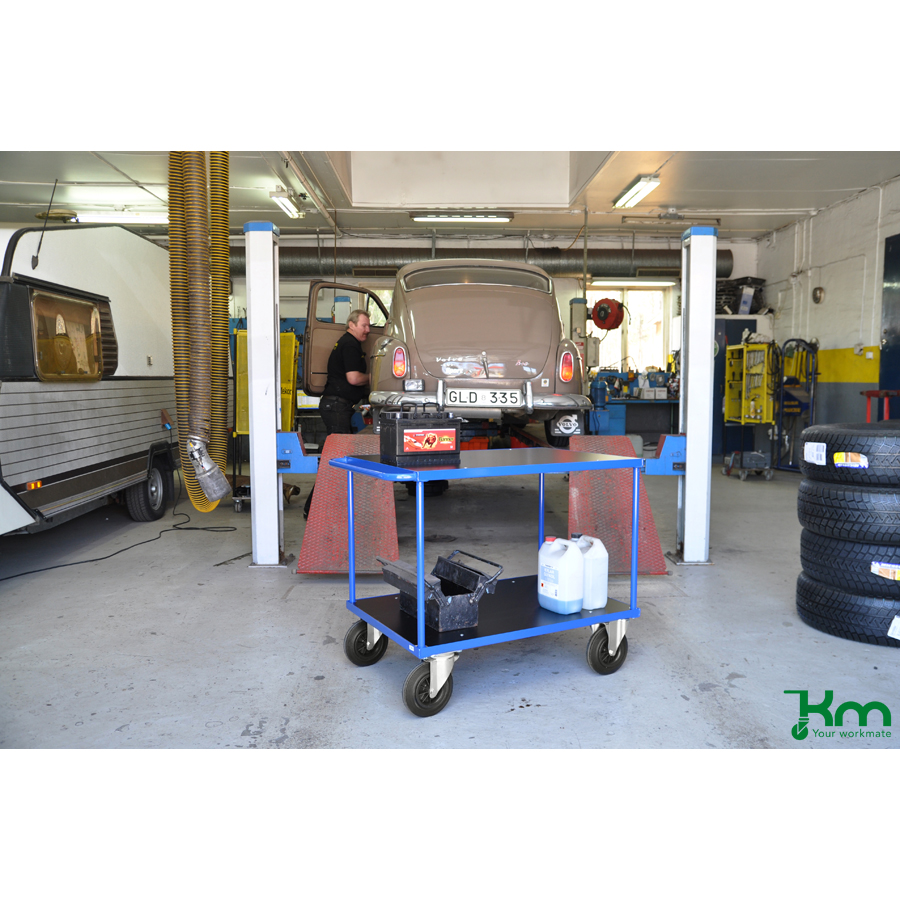 Bordvogn med 2 hylder stor model med bremse