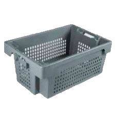 Plastkasse Werit Grå 40 L perforeret m/håndtagshul