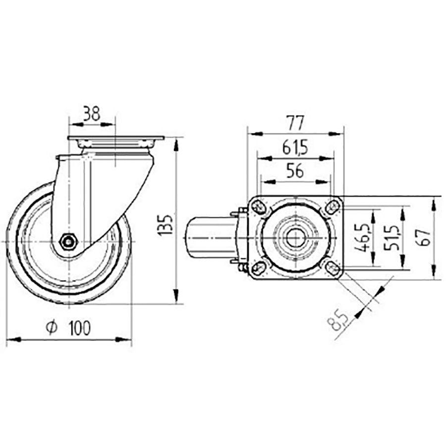 TENTE hjul 2470 PJP 100 P50