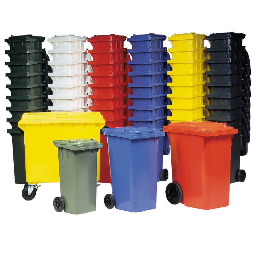 Affaldsbeholder i plast 120 Liter. Blå