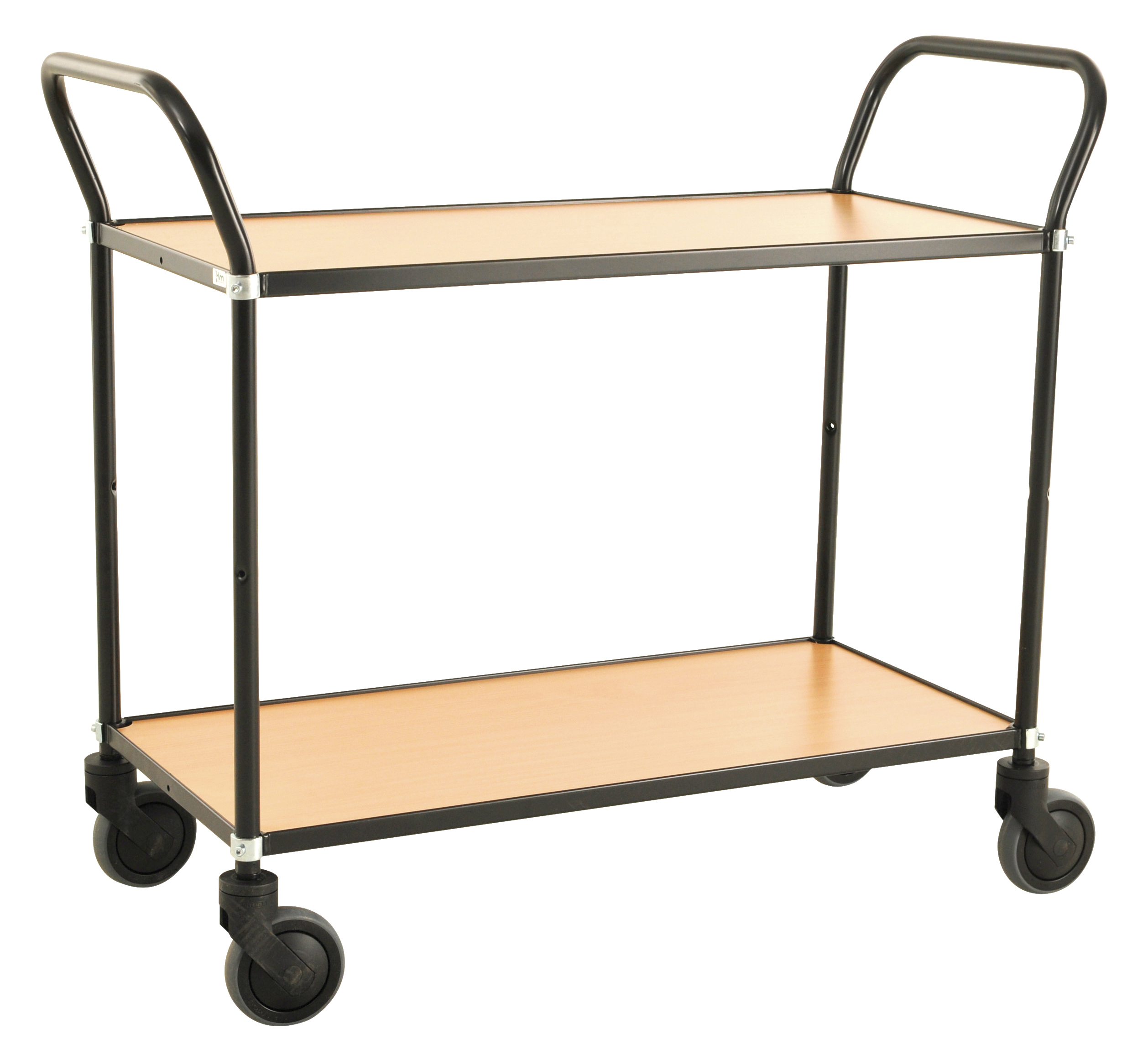 Rullebord med 2 hylder Bøg sort stel