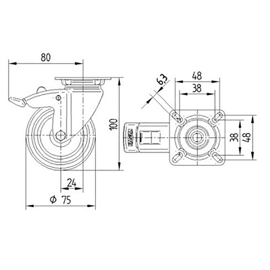 TENTE hjul 2477 PJP 075 P40