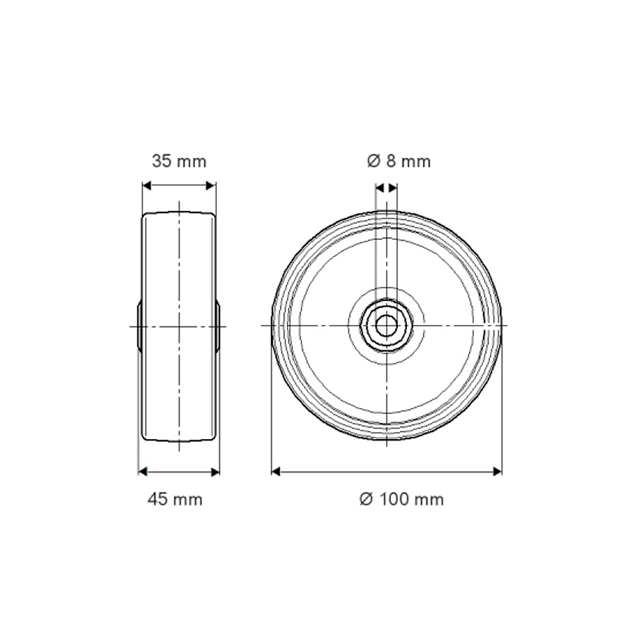 Løs TENTE hjul BOG 100X35