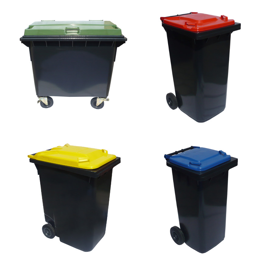 Affaldsbeholder i plast 120 Liter. Grå/Grå