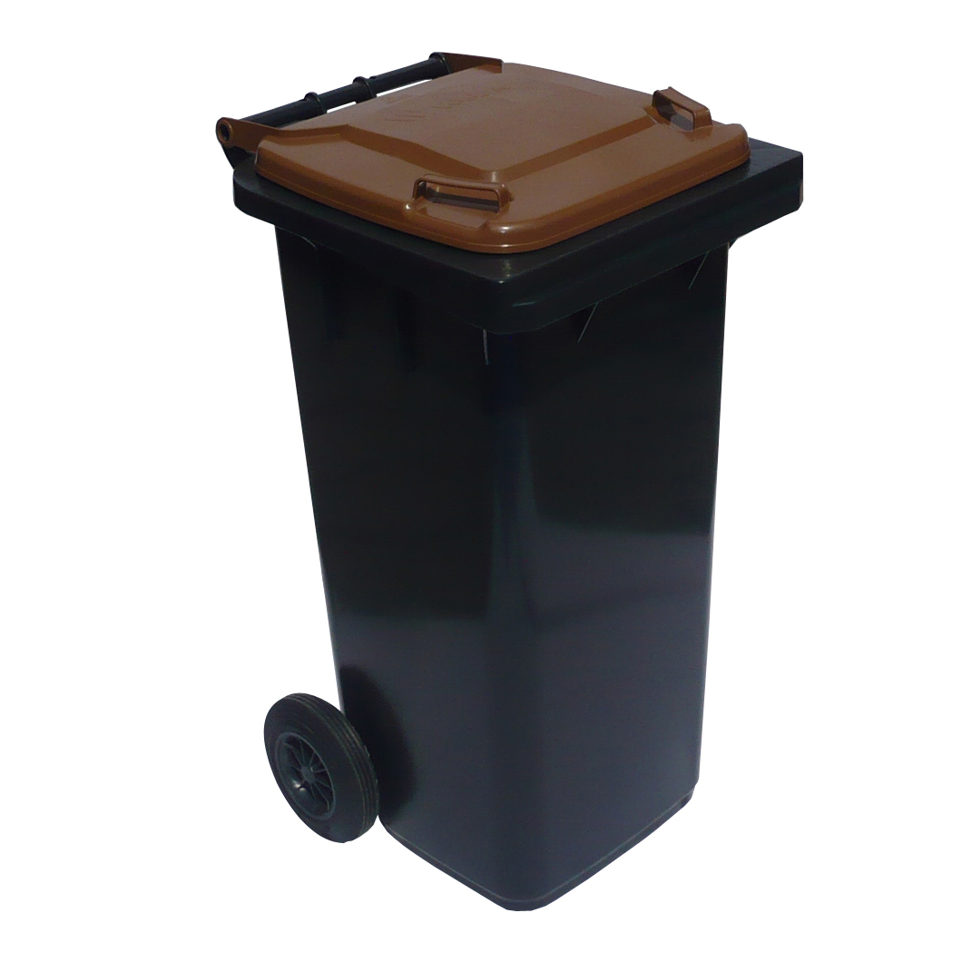 Affaldsbeholder i plast 120 Liter. Grå/Brun