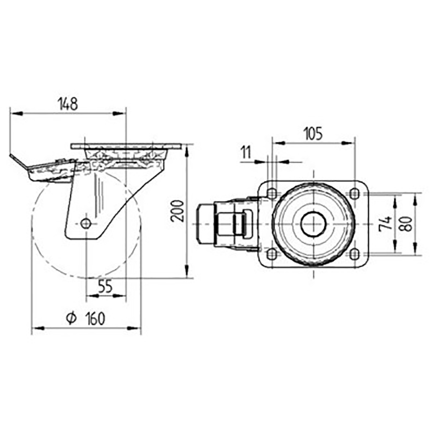 TENTE hjul 4687 TOP 160 P63