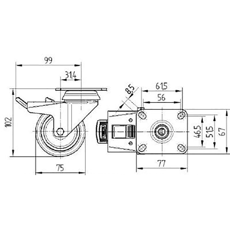 TENTE hjul 2977 PJP 075 P50