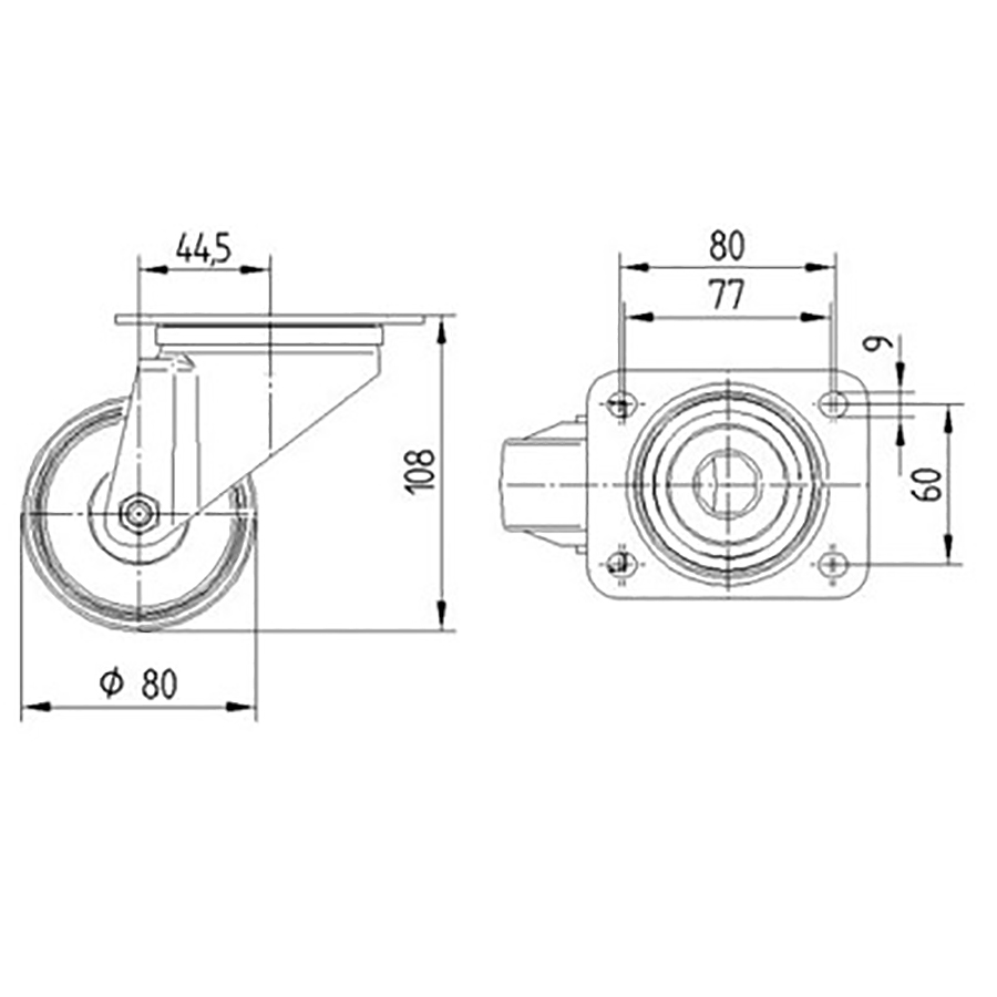 TENTE hjul 3470 PVR 080 P62