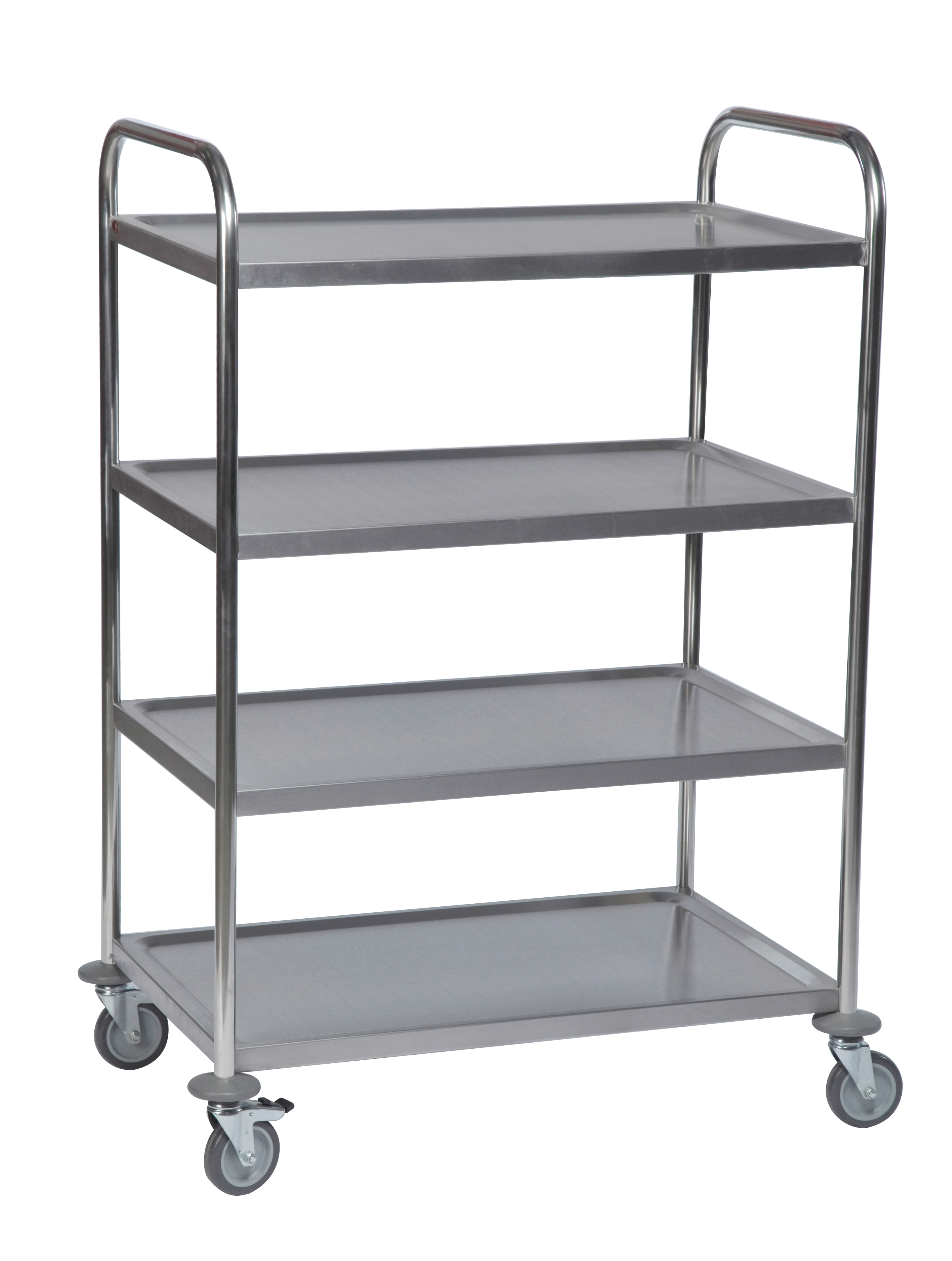 Rustfri serveringsvogn med 4 hylder stor model