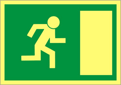 Skilt; Nødudgang Højre selvklæbende A5