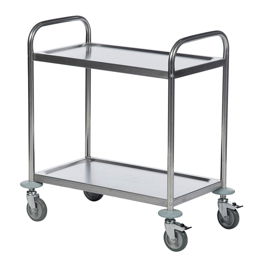 Rustfri serveringsvogn med 2 hylder lille model