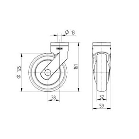 TENTE hjul 5370 PJP 125 P30-13,0 RAL 7001