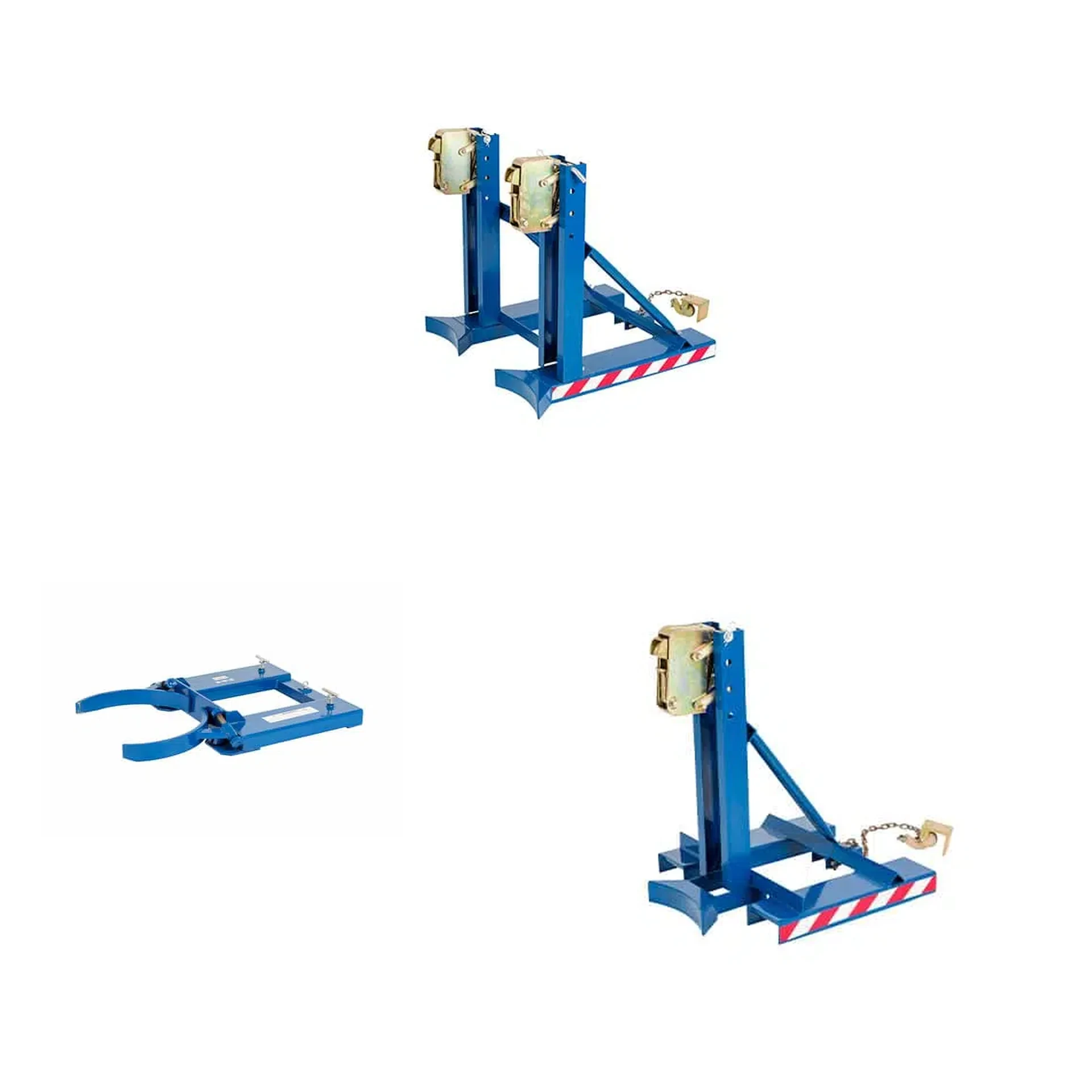 Billede af NH manuelle og automatiske tøndegribere til truck, justerbare til gaflerne for sikker løft og transport af op til to tønder.
