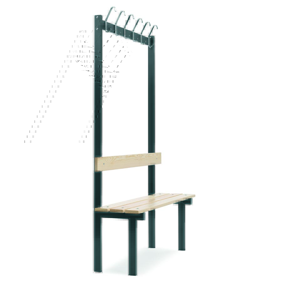 Bænk med knagerække 1-side. L: 110cm.