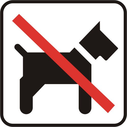 Skilt; Adgang forbudt for hunde, selvklæbendeende