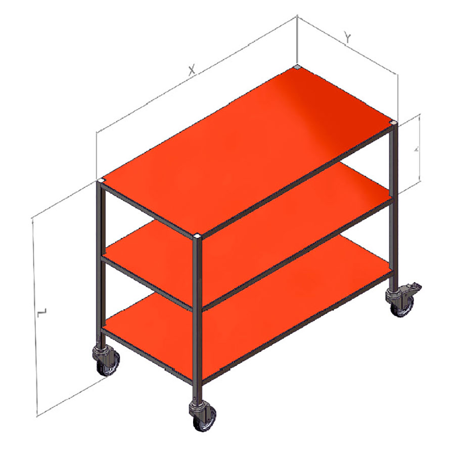 Rullebord Zoni 3 hylder - 300 kg.