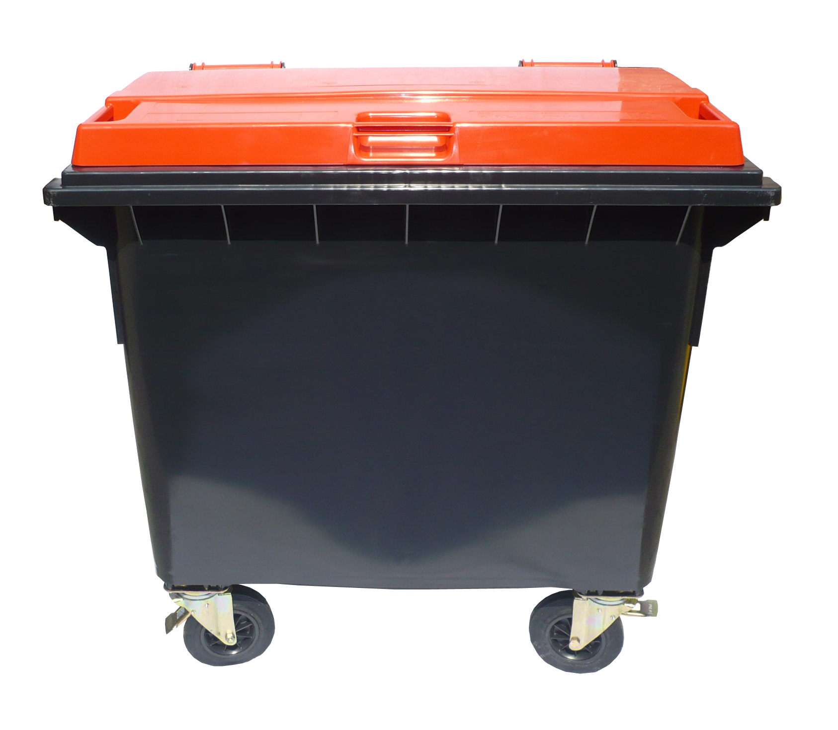 Affaldsbeholder i plast 660 Liter. Grå/Rød