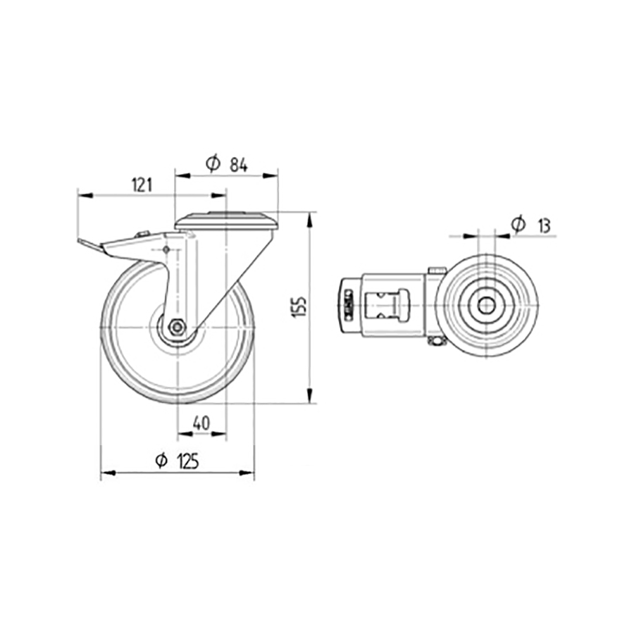 TENTE hjul 3477 UFP 125 P30 GRÅ