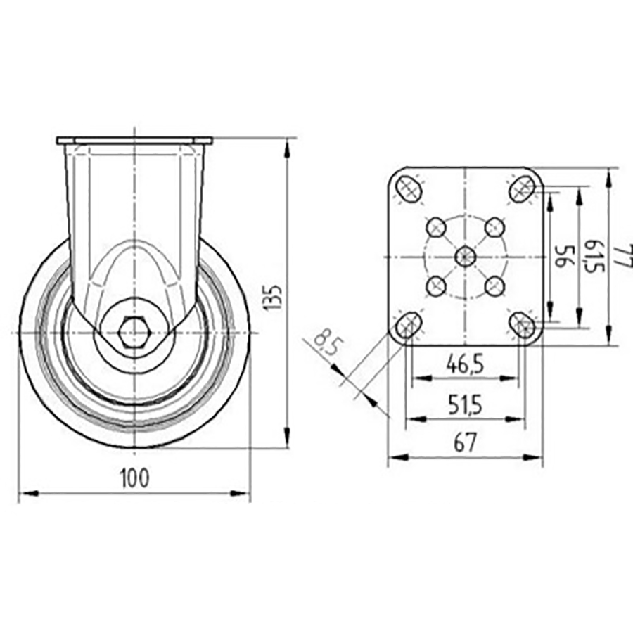 TENTE hjul 2478 PJP 100 P50