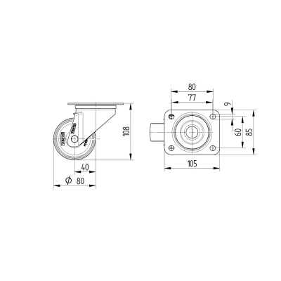 TENTE hjul 8470 BOG 080 P62