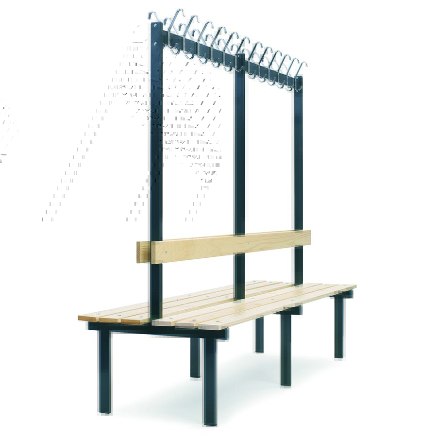 Bænk med knagerække 2-side. L: 200cm.