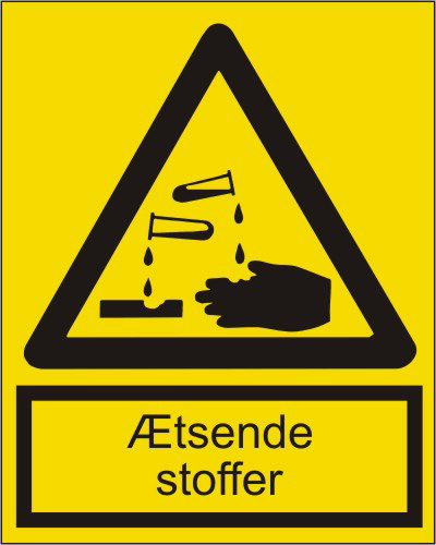 Skilt; Ætsende stoffer selvklæbende A5