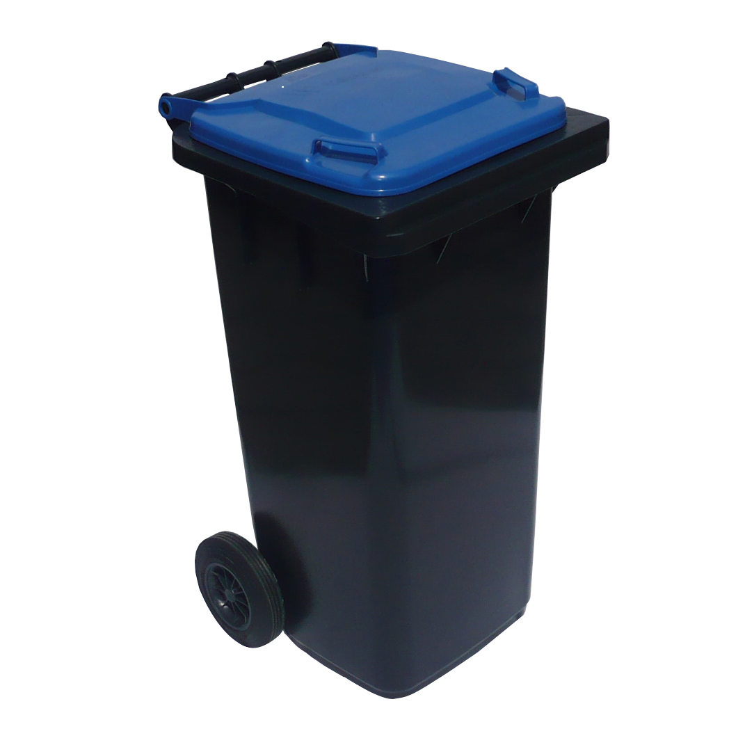 Affaldsbeholder i plast 120 Liter. Grå/Blå