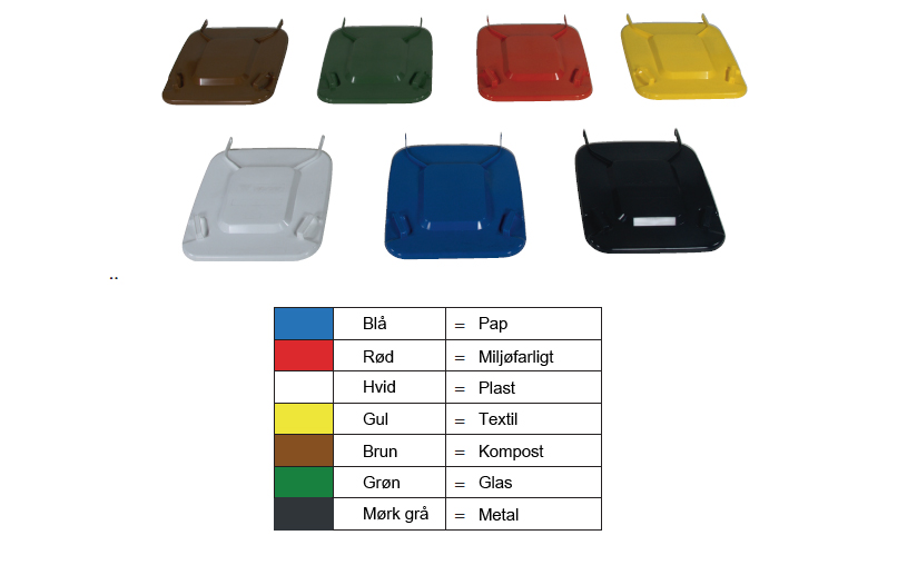 Affaldsbeholder i plast 660 Liter. Grå/Blå