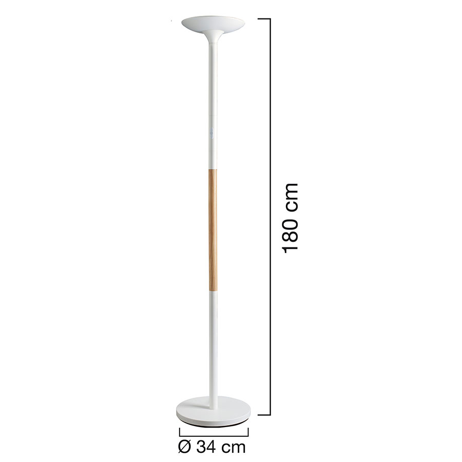 Gulvlampe PRYSKA UPLIGHT - HVID/TRÆ