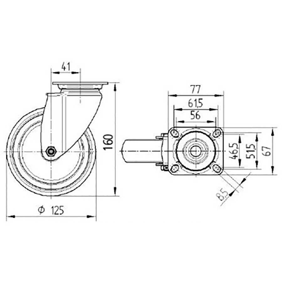 TENTE hjul 2470 PJP 125 P50 Sh.85 A