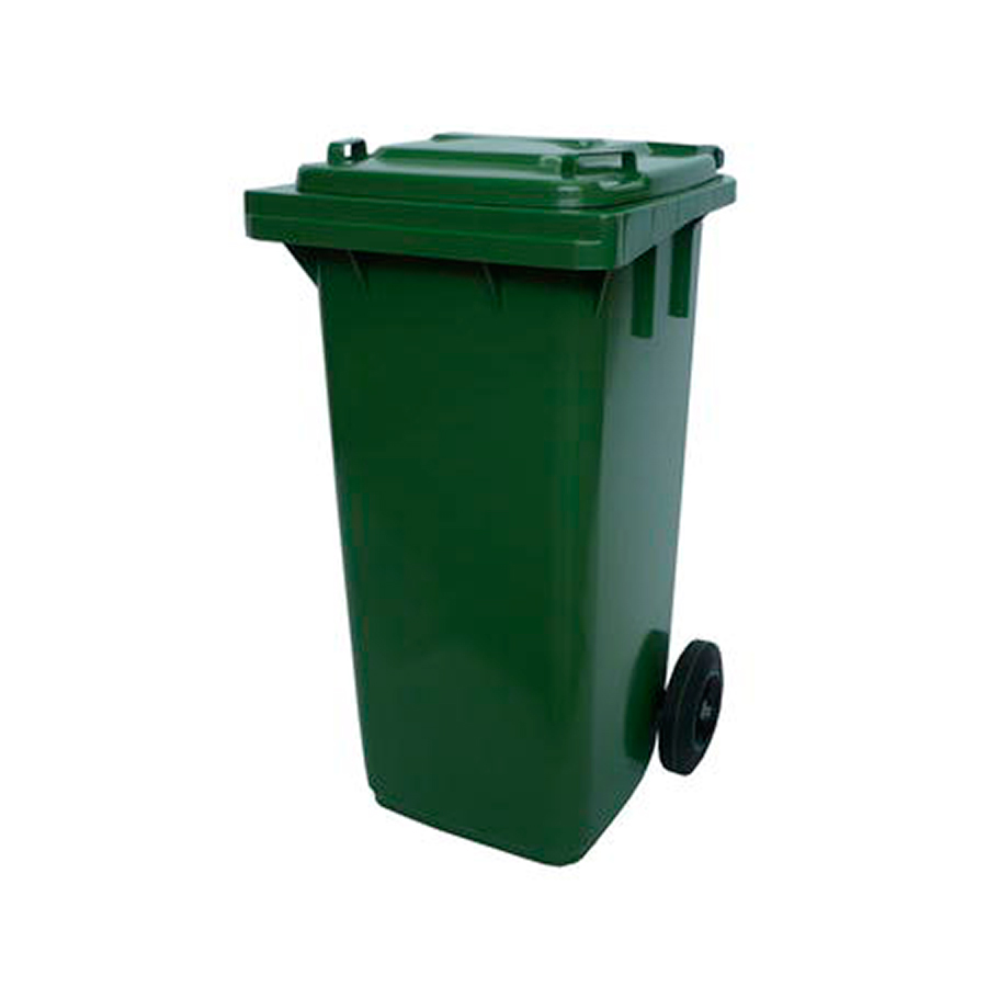 Affaldsbeholder i plast 140 L. Grøn