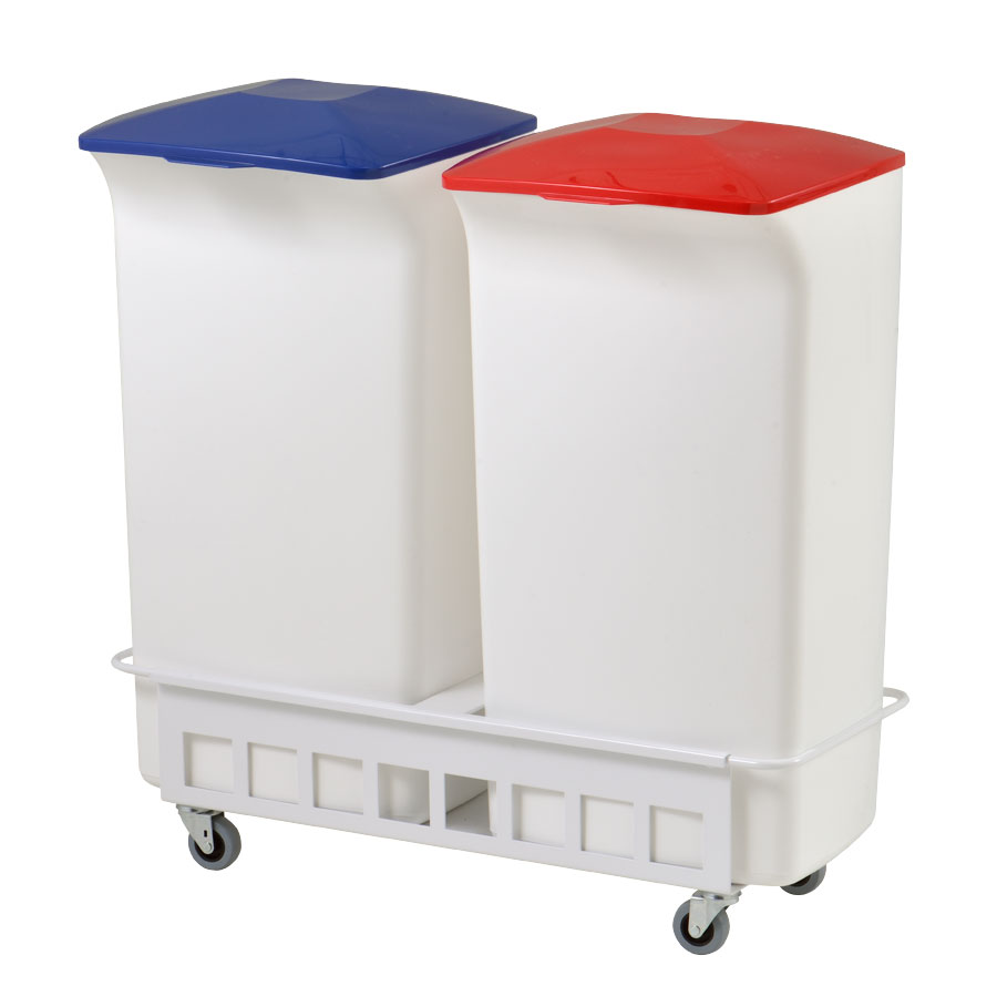 Affaldsvogn med 2 x 40 L affaldspande låg blå