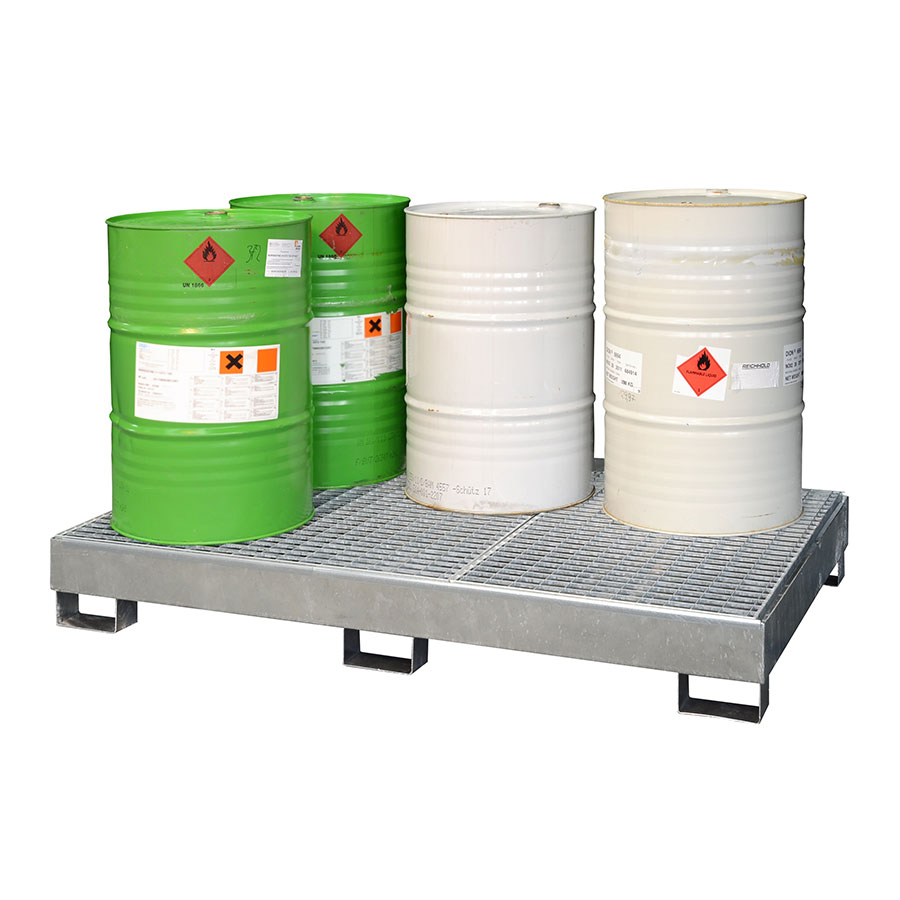 Opsamlingskar stål palle SW6 med stål rist GALVAN