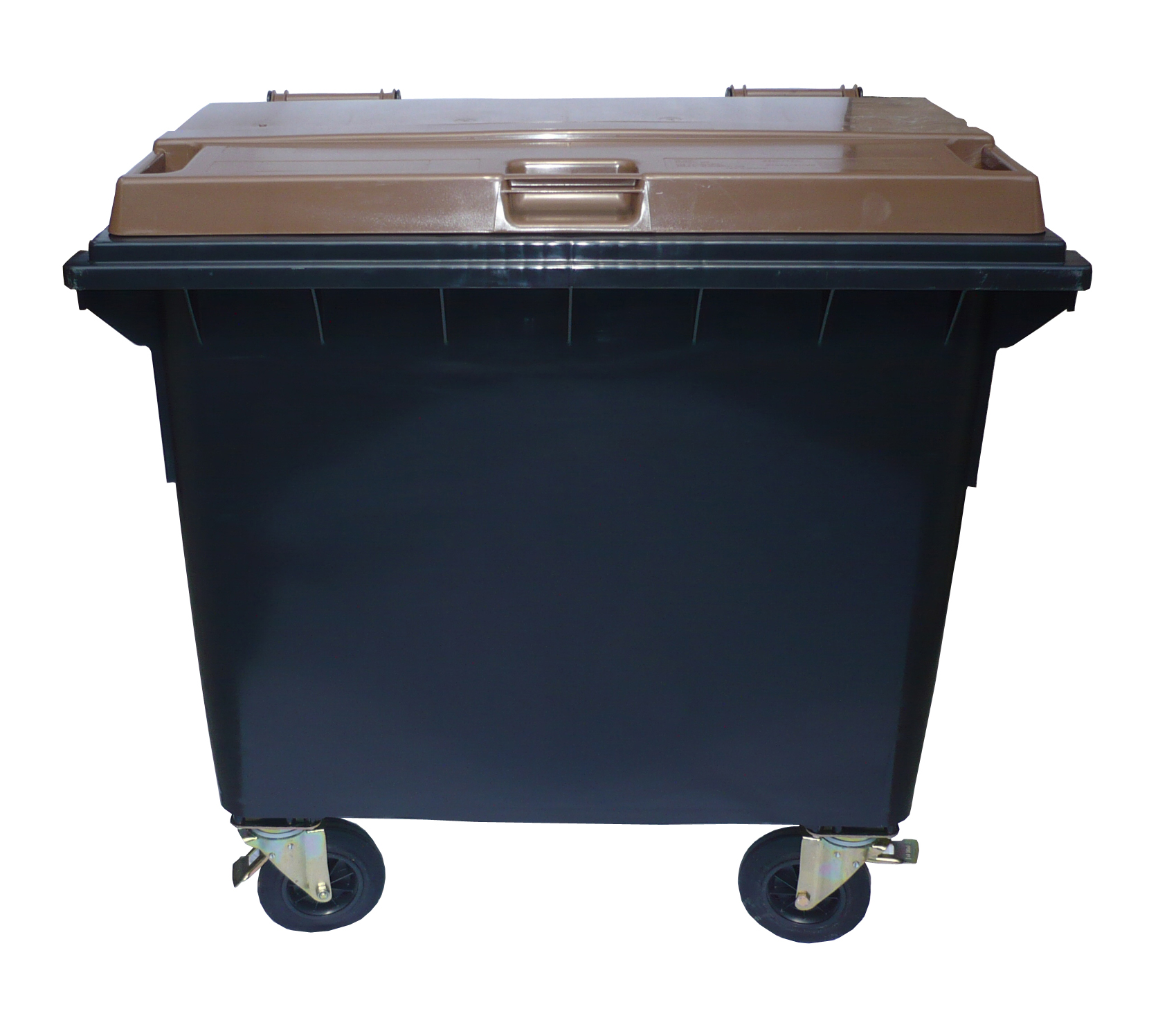 Affaldsbeholder i plast 660 Liter. Grå/Brun