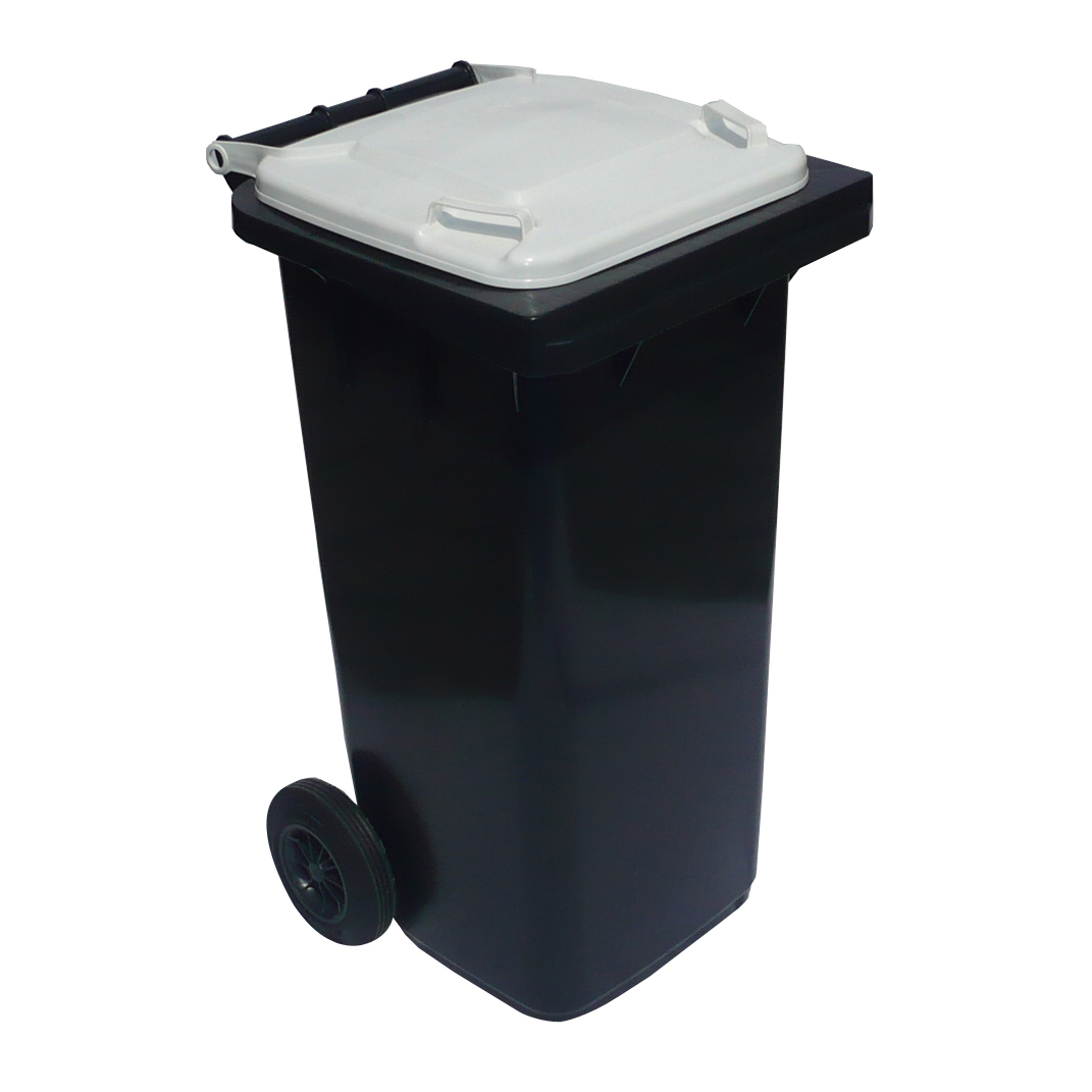 Affaldsbeholder i plast 120 Liter. Grå/Hvid