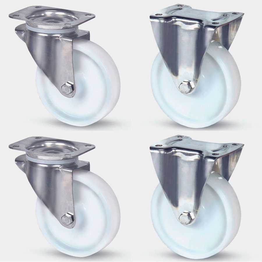 Tente nylon hjul for tipcontainer - Rustfri Ø160mm