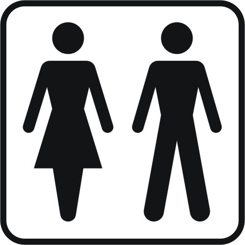 Skilt; Dame & Herretoilet , selvklæbendeende