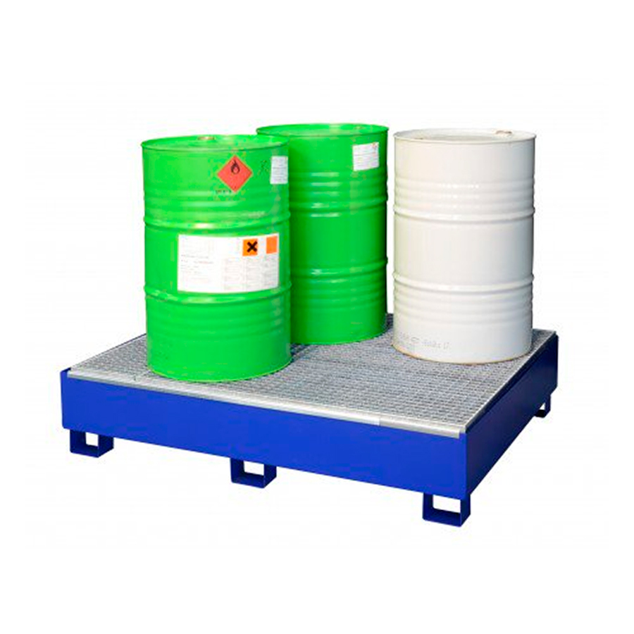 Opsamlingskar stål palle SW4 med stål rist BLÅ