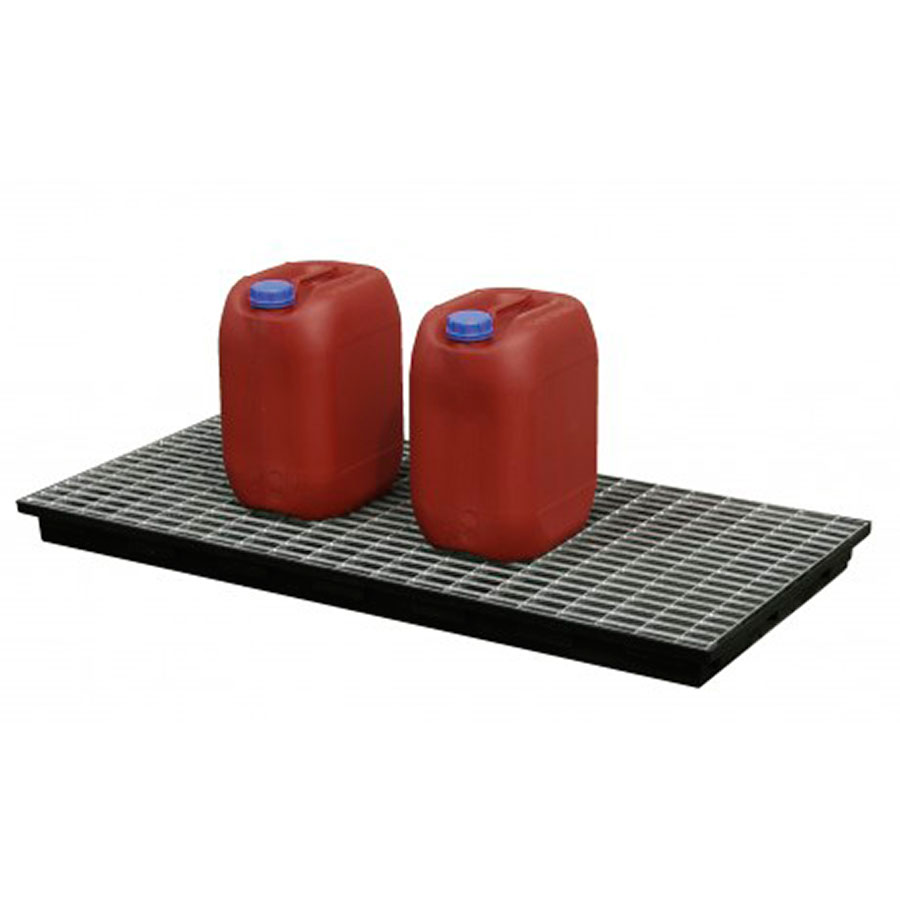 Opsamlingskar PE bakke 30L med stålrist