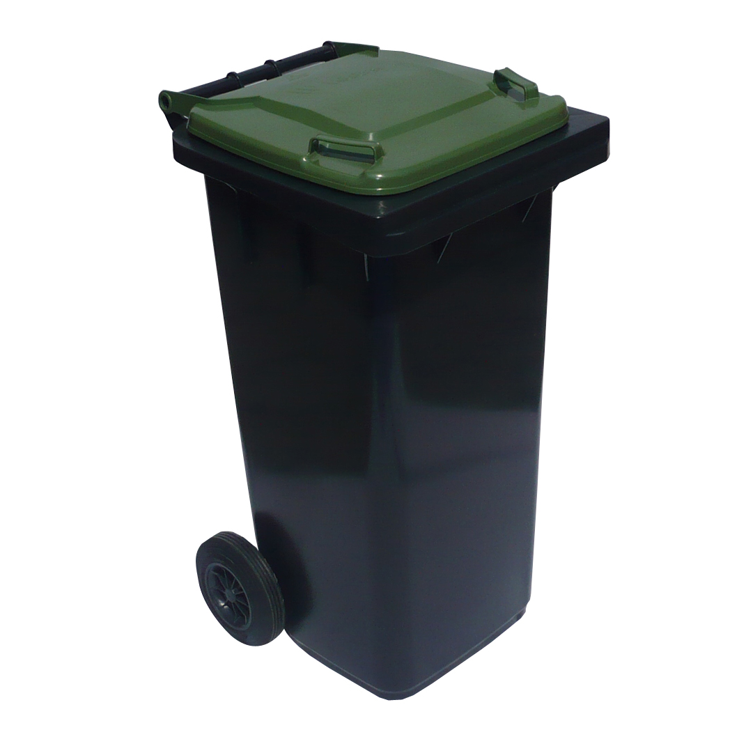 Affaldsbeholder i plast 120 Liter. Grå/Grøn