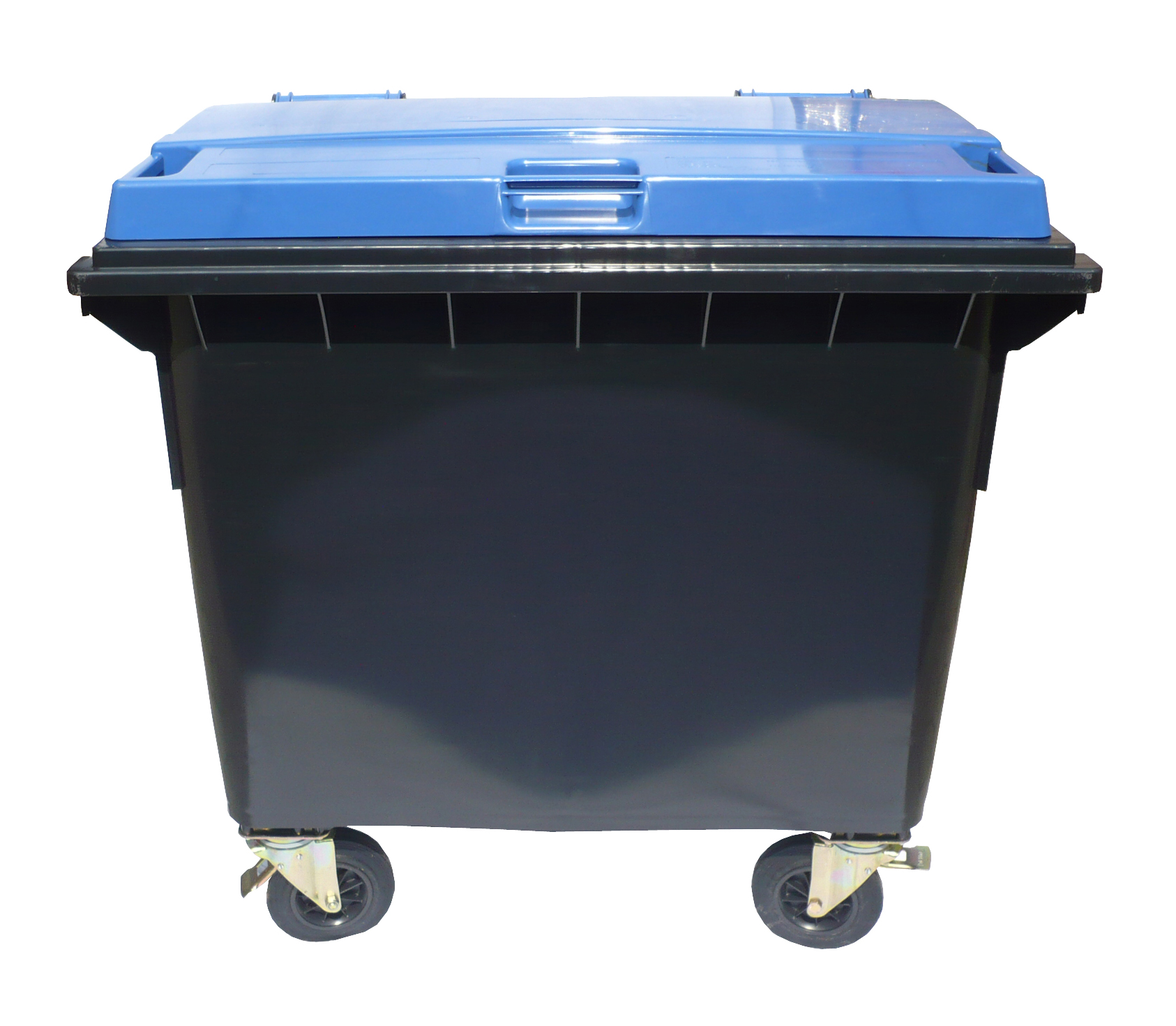 Affaldsbeholder i plast 660 Liter. Grå/Blå