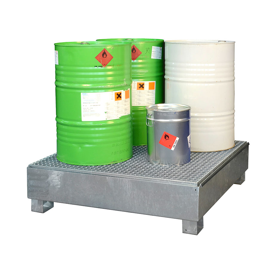 Opsamlingskar stål palle SW4 med stål rist GALVAN