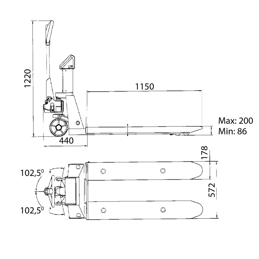 Palleløfter med vægt 0-2000kg
