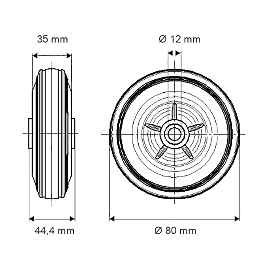 LØS TENTE HJUL PVR 080 X 35
