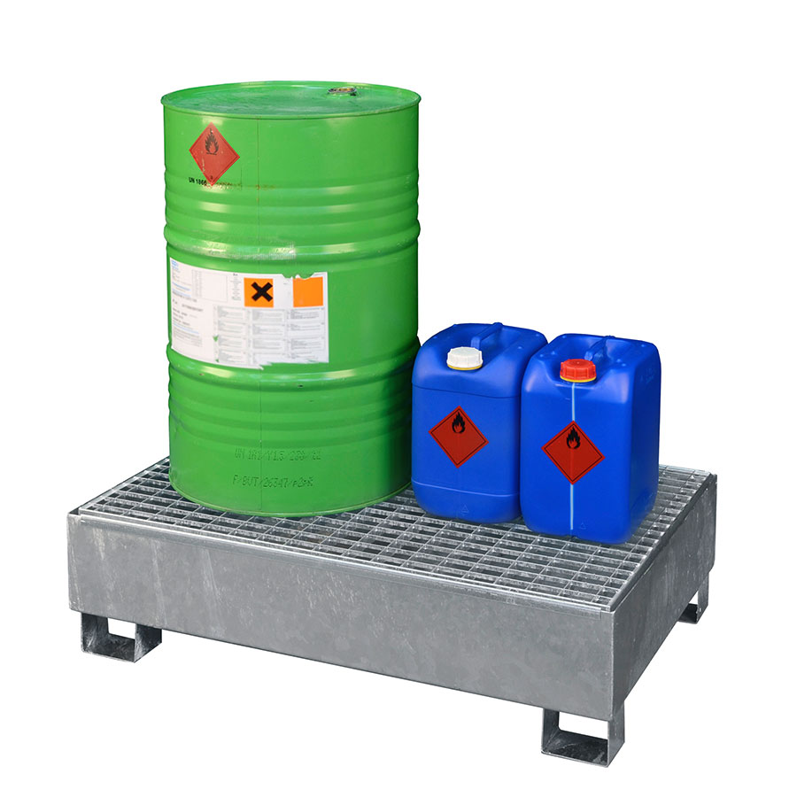 Opsamlingskar stål palle SW2 med stål rist GALVAN