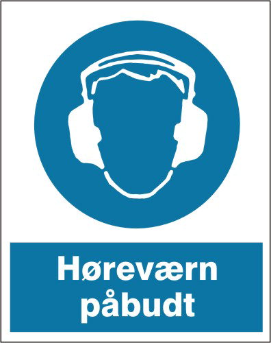 Skilt; Høreværn påbudt selvklæbendeende A4
