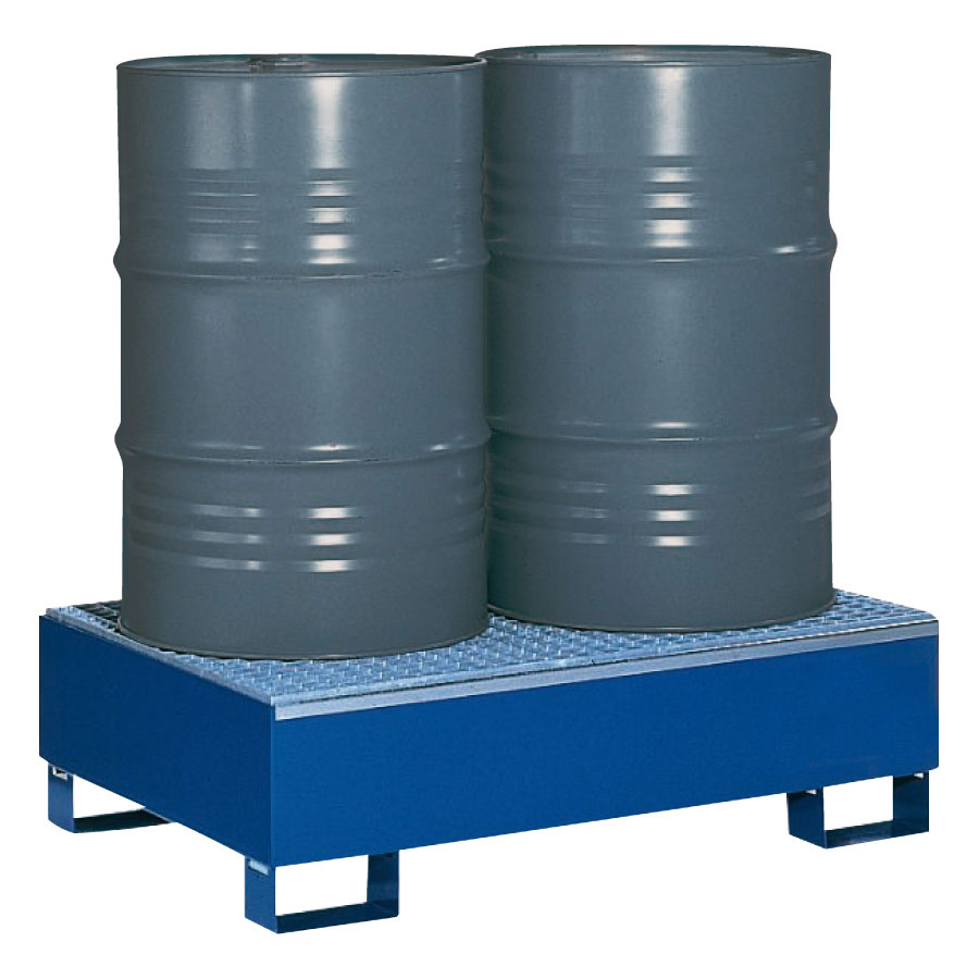 Opsamlingskar stål palle SW2 med stål rist BLÅ