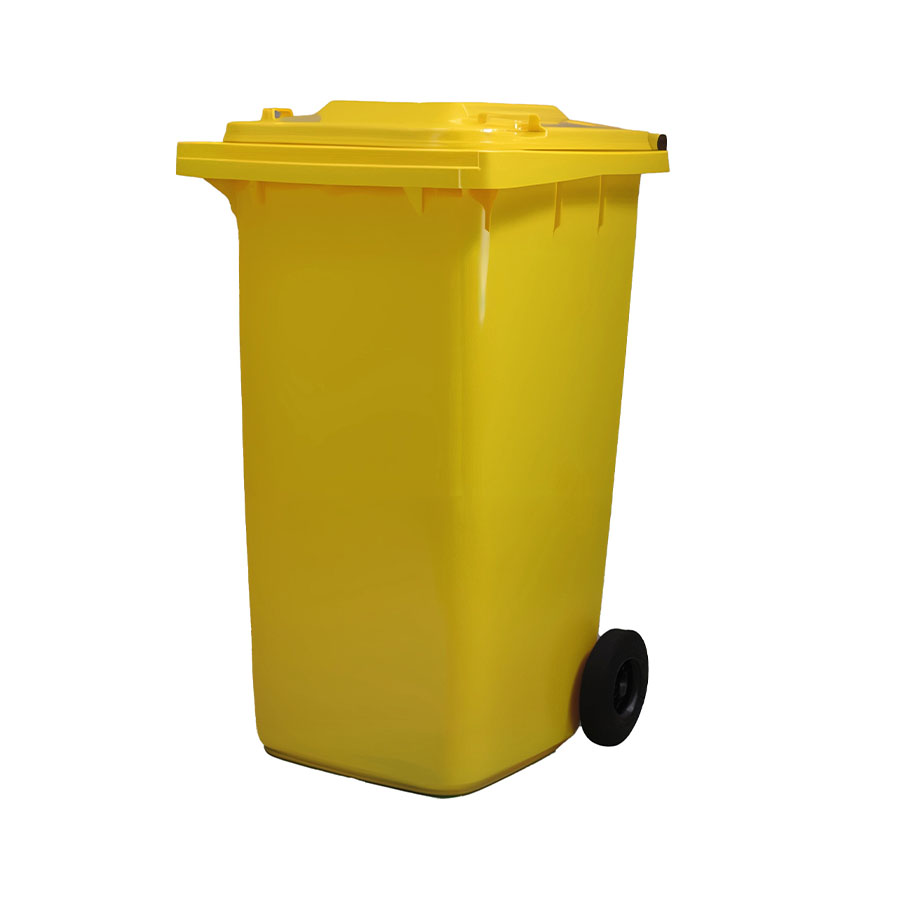 Affaldsbeholder i plast 240 L Gul